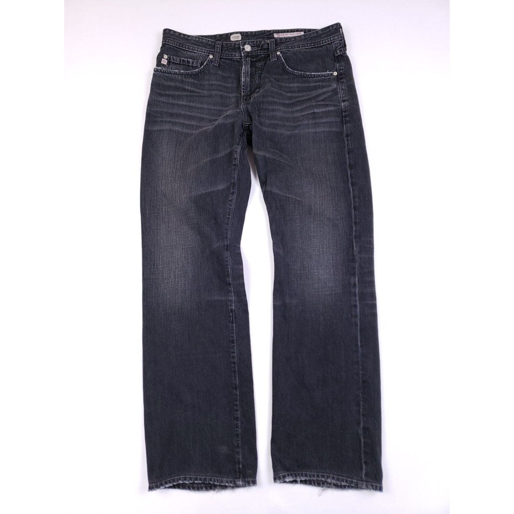 AG Adriano Goldschmied Protege Jeans Men 33x30 Black Faded Denim USA Made Cotton